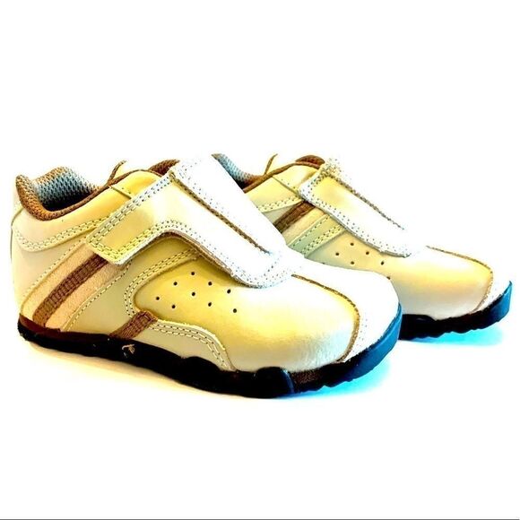 BEIGE WITH BROWN STRIPE VELCRO CLOSURE LB S-6 - Picture 1 of 6